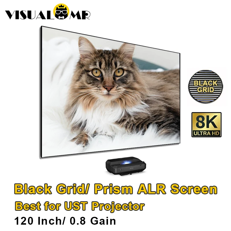

Hot 120 Inch Black Grid/Prism ALR UST Ambient Light Rejecting Projection Screen For Ultra Short Throw Laser TV Projector 4K 3D