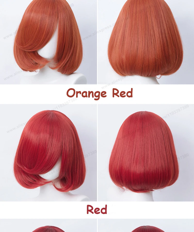 35cm Short Bob Cosplay Wig Golden Yellow Red Purple Black Blue Pink Women Bobo Hair Heat Resistant Hair Universal Anime Wigs
