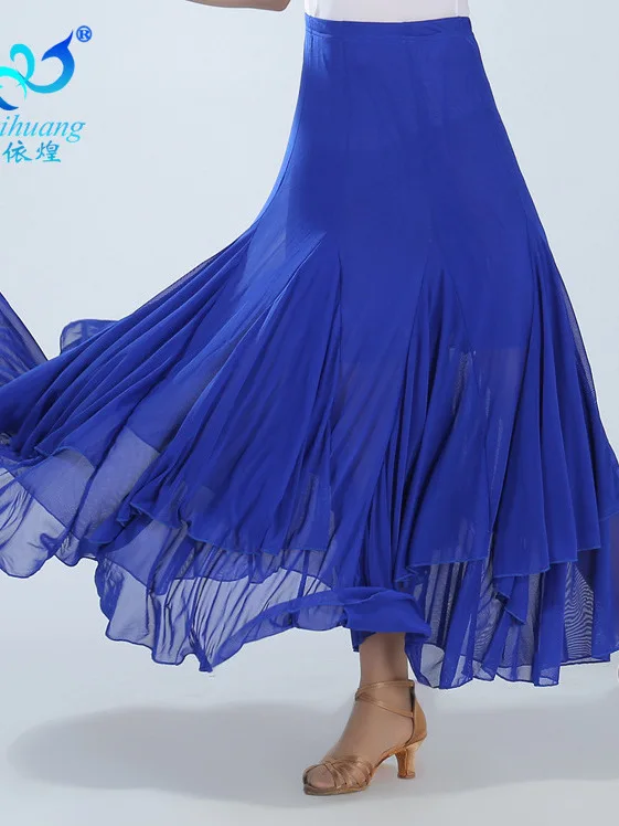 Ballroom Dancing Social Dance Half Length Skirt Square Dance Gauze Long Skirt Dance Competition Performance Costume