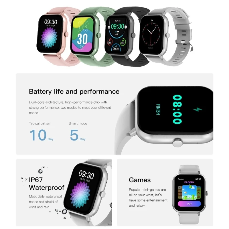 

Multifunction Smartwatch with 7 Day Waiting 1.83inch Color Screen Blood Pressure Tracking & Music Control for Adult 896C