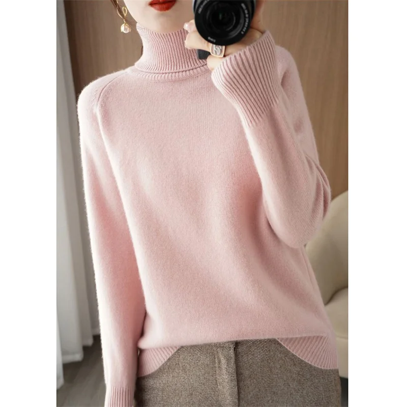 Maglioni da donna a maniche lunghe maglioni autunno inverno maglioni dolcevita larghi coreani da donna eleganti top in maglione lavorato a maglia in cashmere