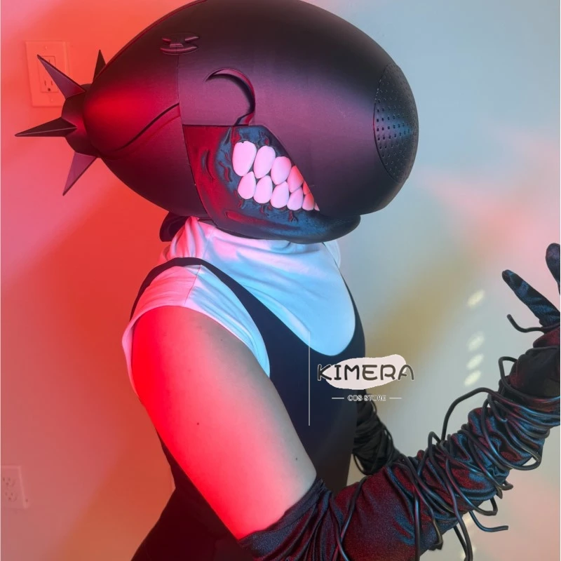 Animes Saw Can Wear Reze Helmet Punk Cosplay Saw Bombs Luminous Eyes Masks Denjii Cyber Accessories Handmade Outfit Props Sexy view 3