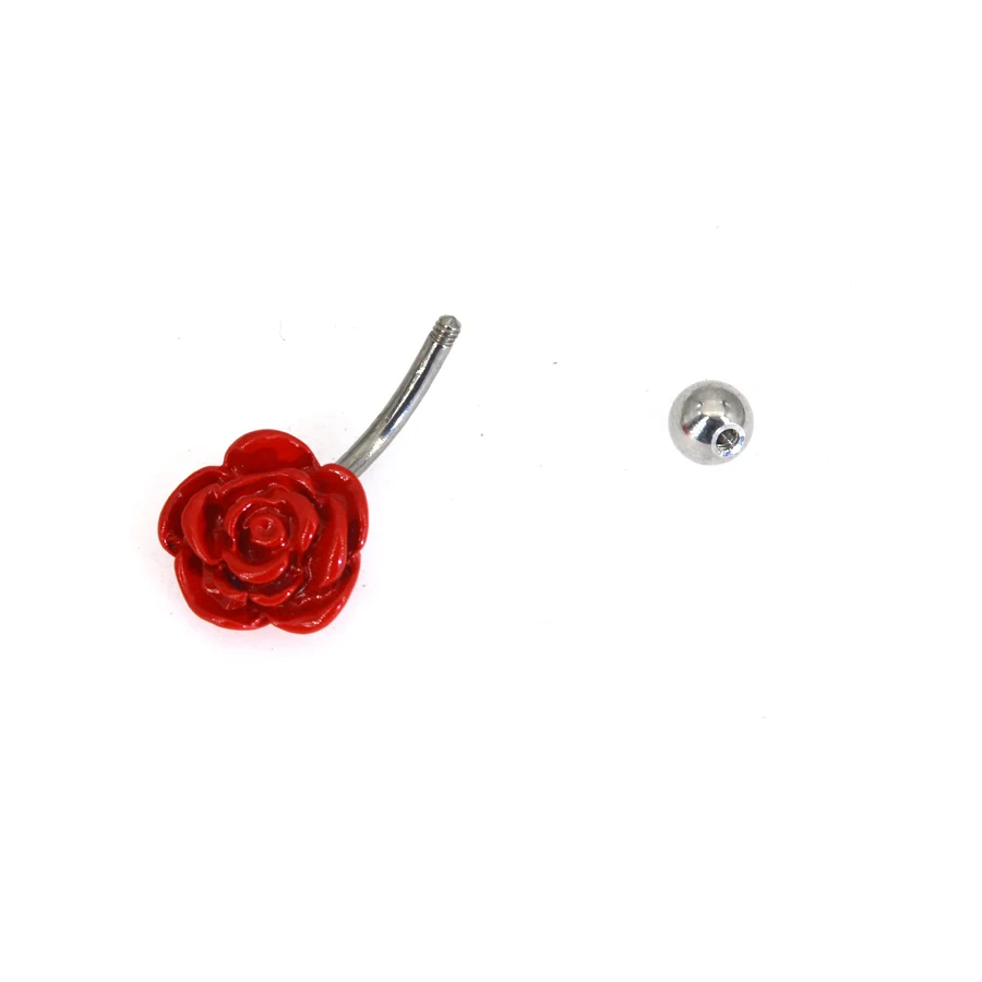 1Pc Rose Flower  Rose Flower Belly Button Navel Ring Body Piercing Jewelry Gift Pendant Belly Piercing Ring Sexy Women