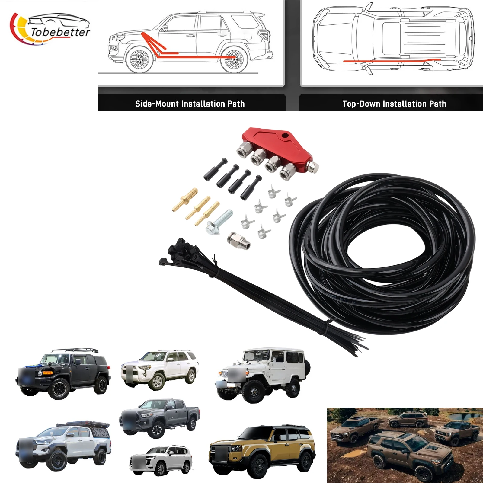 Differential Axle Breather Relocation Kit For OFFROAD PICKUP Toyota 4Runner Tacoma Tundra Sequoia FJ Cruiser LC GX460 Rear GX470