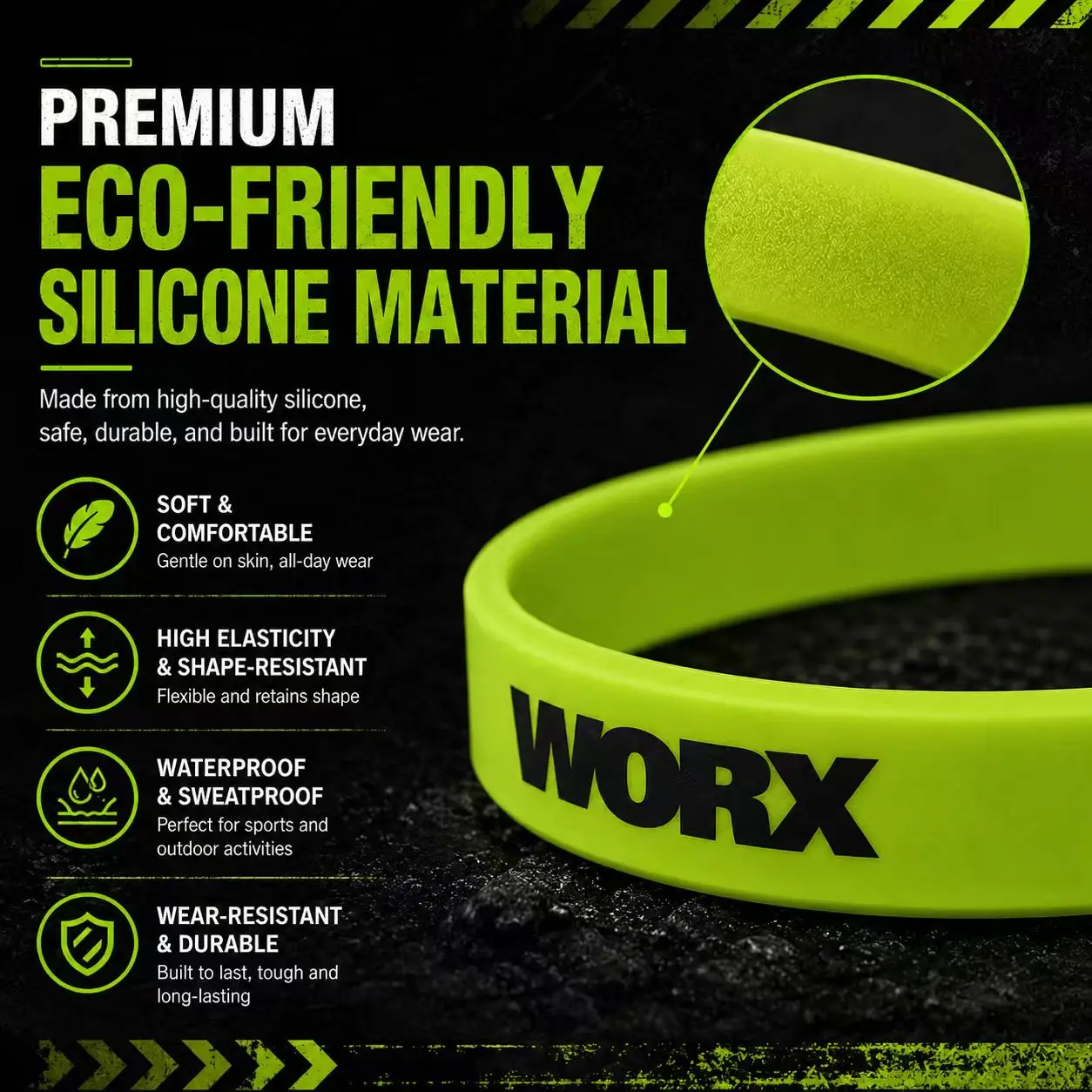 WORX sports wristband tool decoration couple basketball sports wristband fitness rubber wristband view 4