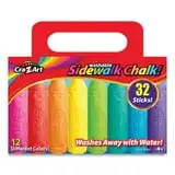 Washable Sidewalk Chalk, Multicolor, 32 Count Container with Carrying Handle