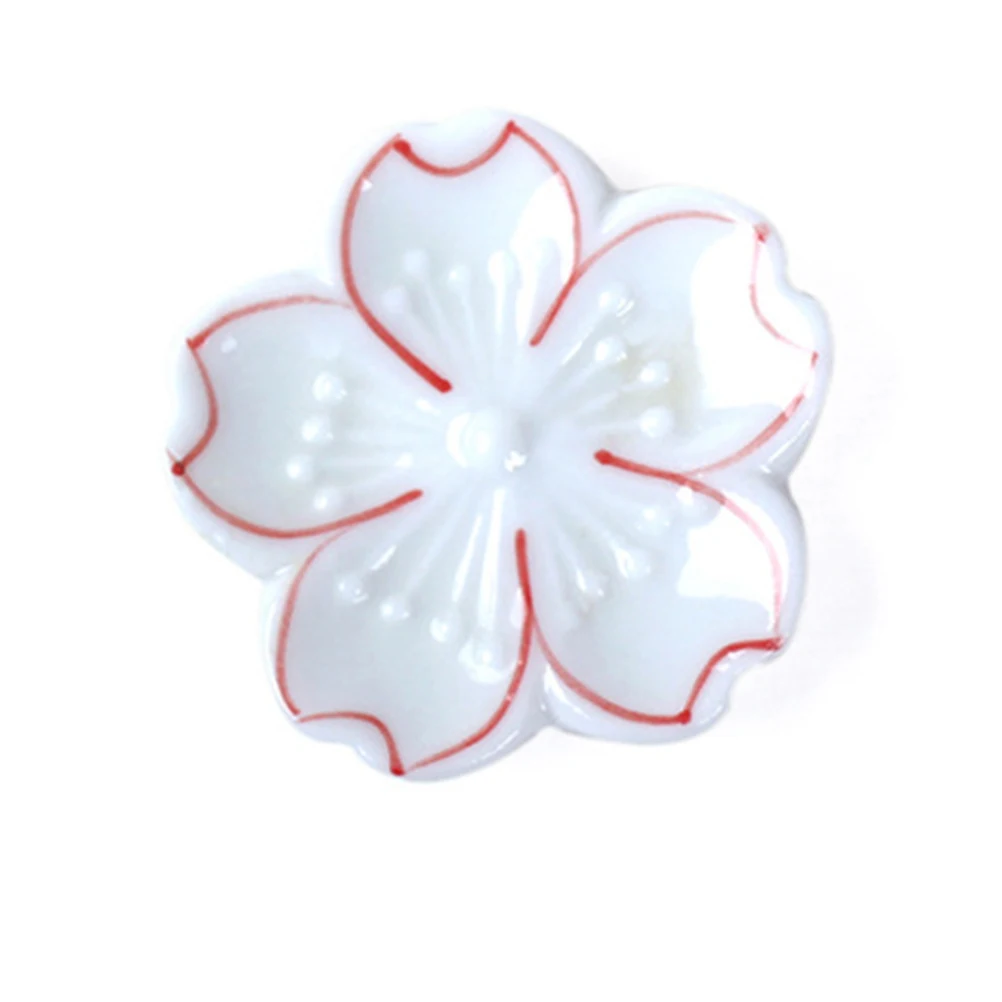 

5Pcs Ceramic Chopstick Holder Japanese Style Flower Design Non-Slip Tableware Rest for Home Dining Decor Chopsticks Stand