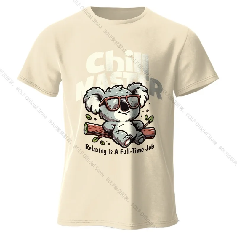Whimsical Hand-painted Animal T-shirt 100% Cotton Cute Cartoon Round Neck Fabric Simple Stylish Vintage Summer Loose Comfortable