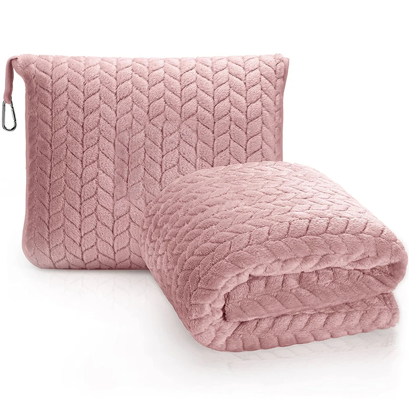 

2 in 1 Multifunctional Flannel Blanket Jacquard Pillow Soft Comfortable Portable Travel Blanket Home Office Nap Blanket