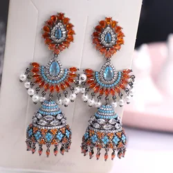 Bilincolor Fashion Royal Blue Tassel Baroque Earring for Women