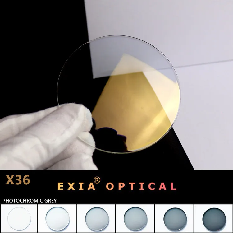 

EXIA Lens X36 Photochromic Grey Flash Mirror Gold SHMC MR-8 1.61 Sunglasses Lenses UV400 Curve 3