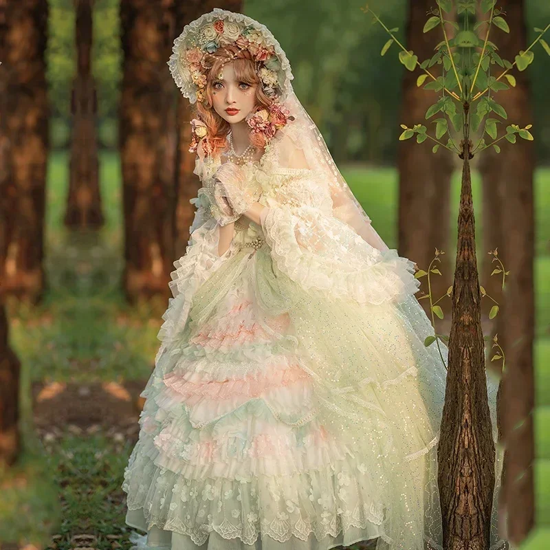 Kawaii Lolita Dress Women Girls JSK Lolita Kawaii Cute Cats Tea Party Dresses Ruffles Cosplay Spring Summer OP Dress