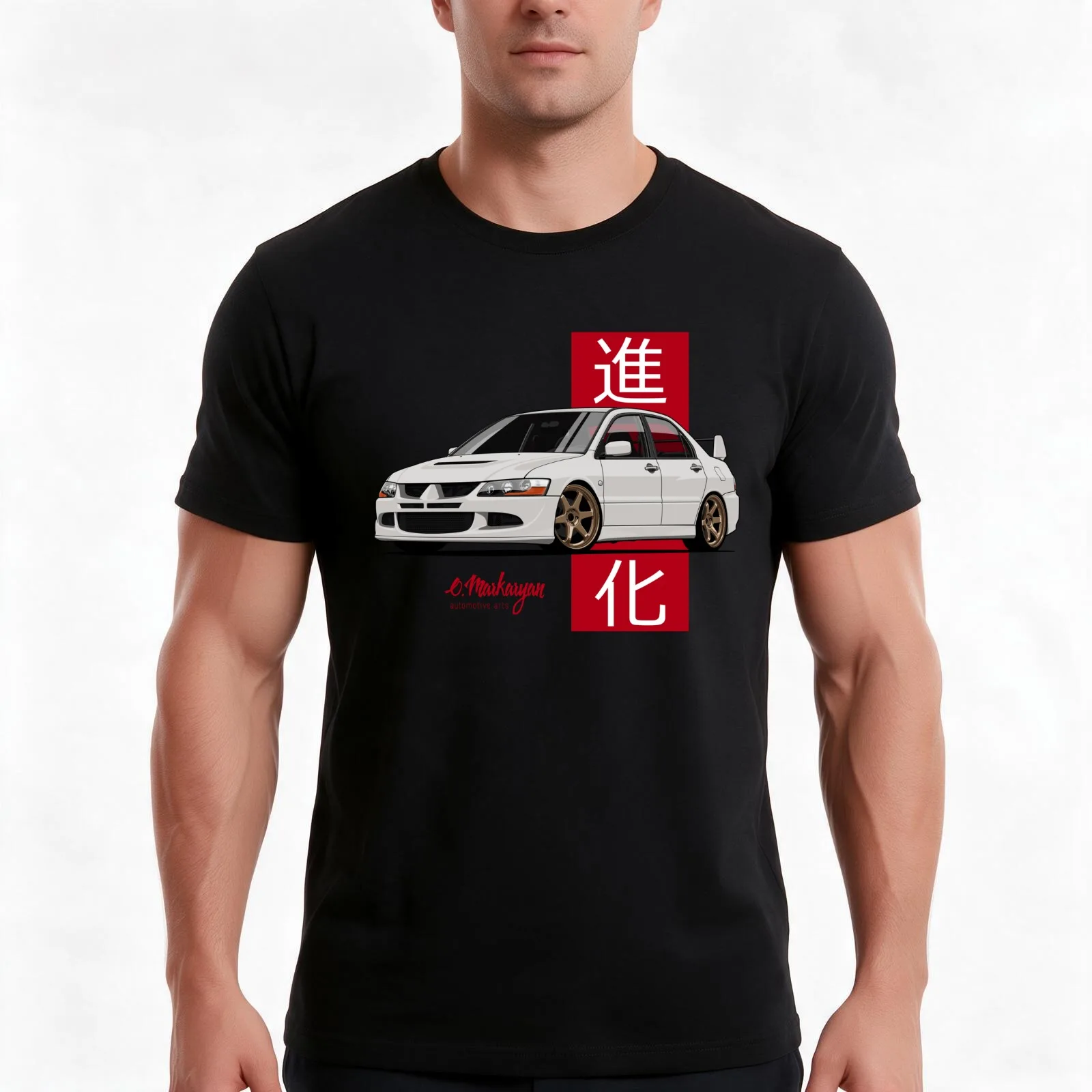 Lancer Evolution VIII (white) T-Shirt, Summer Casual Cotton Tee, Oversized Streetwear Tops, Vintage Graphic Print, 100% Cotton