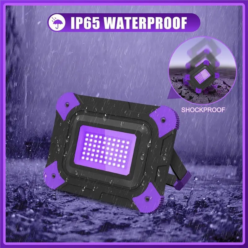 【A08I】Outdoor Rechargeable Black Lights For Glow Party Fishing Cordless Ultraviolet Flood Light Black Light 2PCS