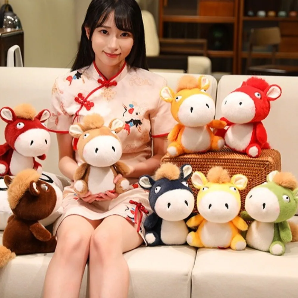 18/25 سنتيمتر أفخم المهر دمية لينة النمط الصيني الكرتون ستيد دمية رقيق القطن شغل محشوة ألعاب حيوانات السنة الصينية الجديدة هدية
