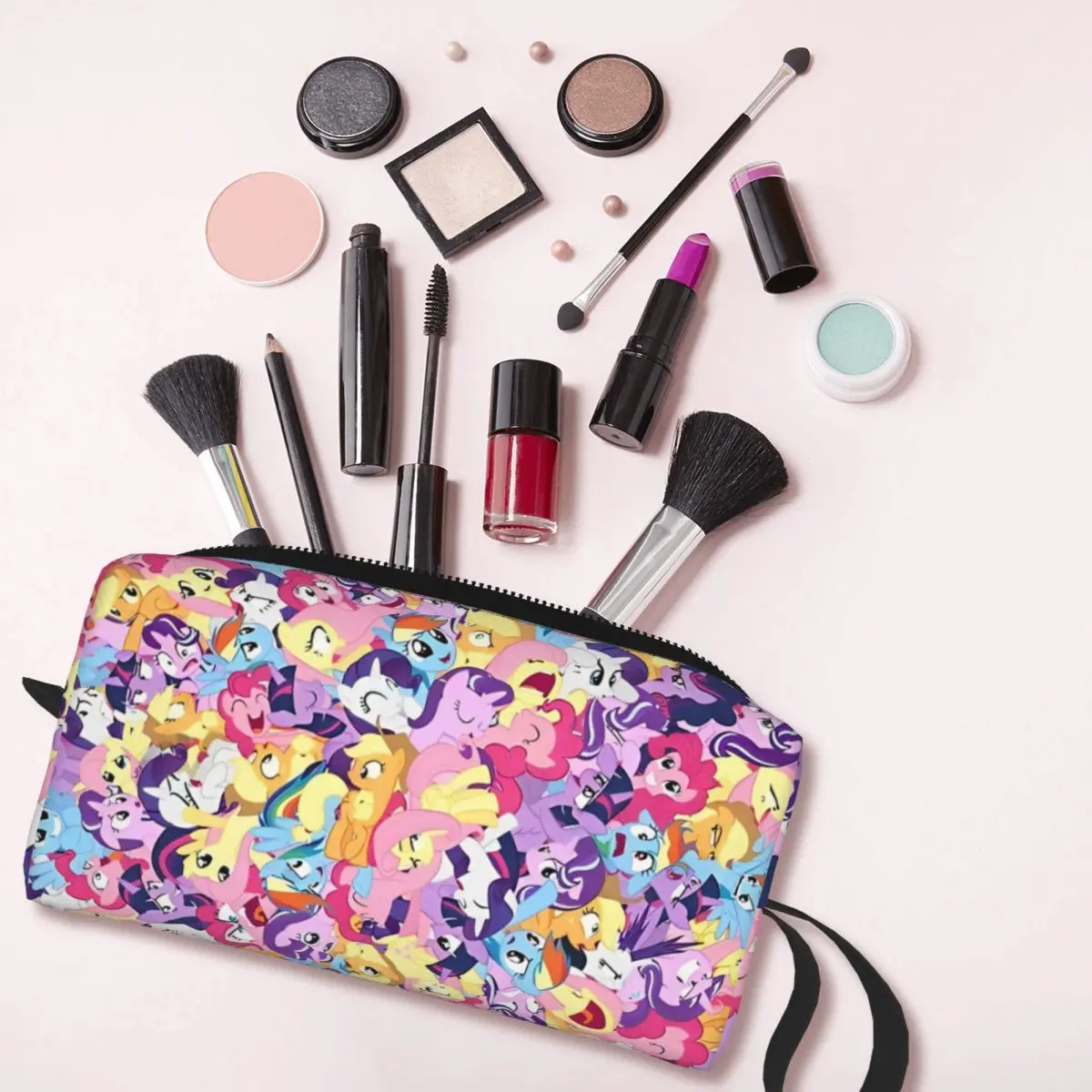 My Little Pony Mane Seven Mess Makeup Bag Pouch Cosmetic Bag Travel Toiletry Small Makeup Pouch Storage Bag Large Capacity