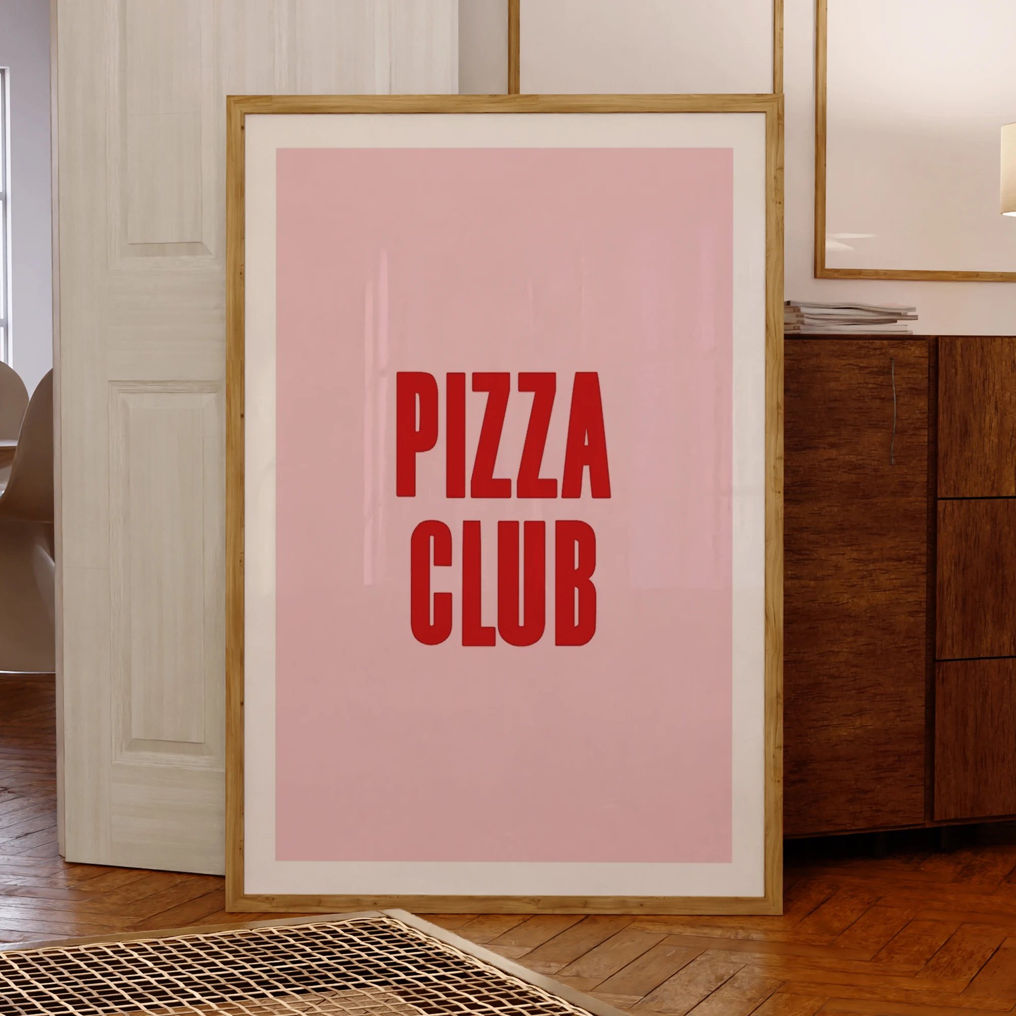 Pizza Club Rosa Wandkunstdrucke Leinwand Malerei Poster Bild für Wohnzimmer Küche Zimmer Home Decor