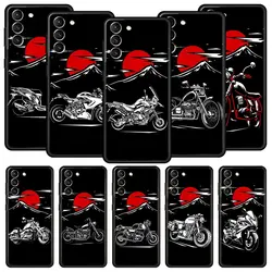 Moto Bike Motorcycle Phone Case For Samsung Galaxy S23 S22 S21 Ultra S20 FE 5G S10 S9 S24 Plus S10E Cover Black Silicone Shell