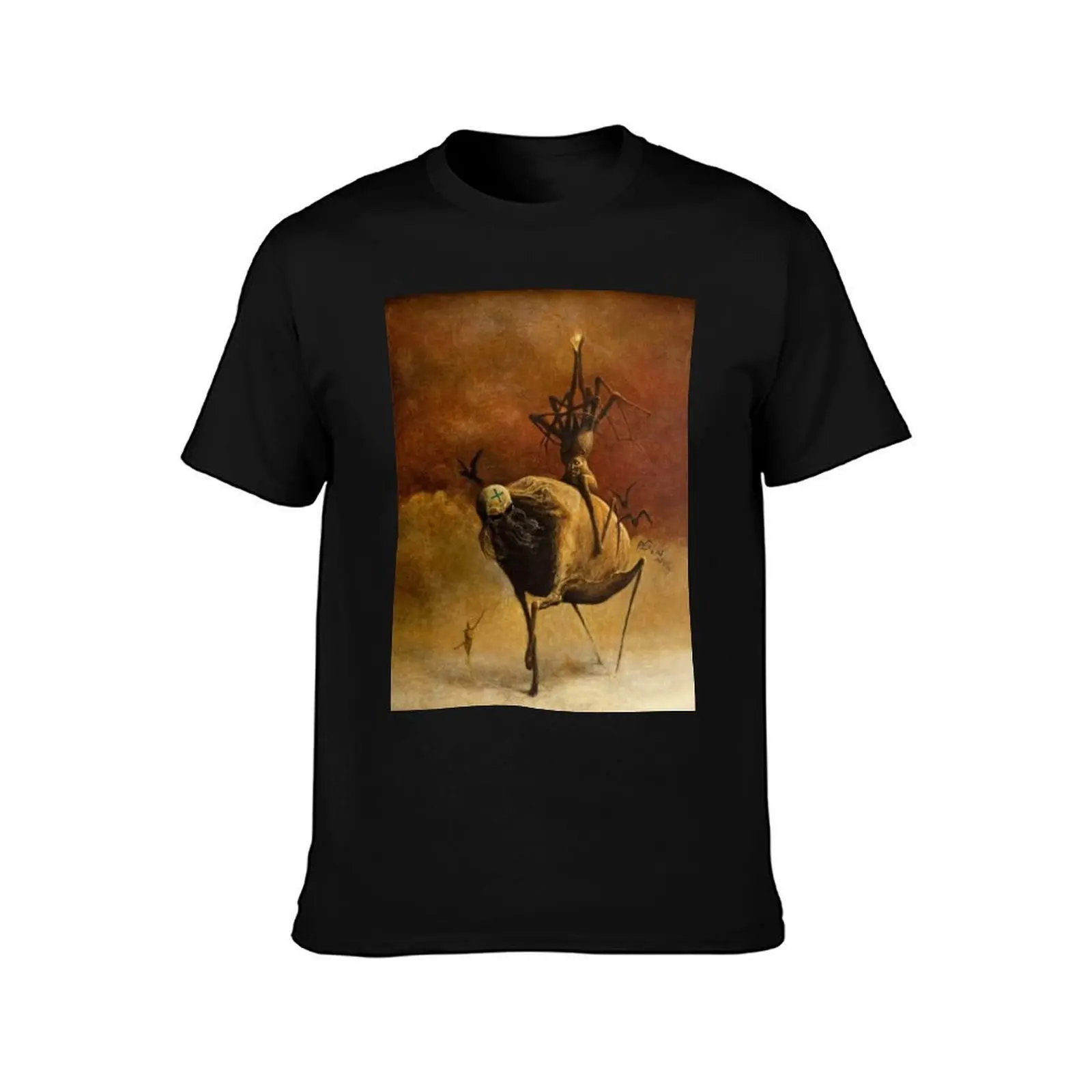Untitled, by Zdzis?aw Beksiński T-Shirt Casual Daily Wear Short Sleeve Top T-Shirt