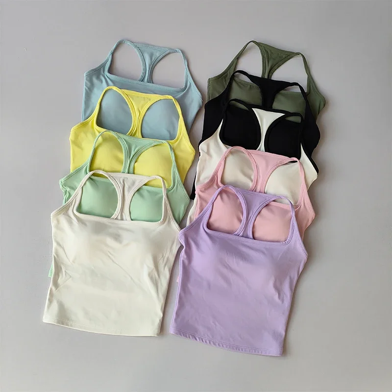 Integrierter stoßfester, farbblockierender I-Rücken, schöner, schnelltrocknender, vielseitiger Pilates-Yoga-Top, Fitness-BH, Damen-Sporttop – Detail 2