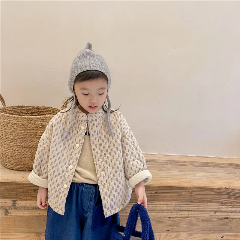 2022 New Winter Korean Style Unisex Kids Printed Cotton Padded Coats Thicken Warm Baby Kids Quilting Outerwear