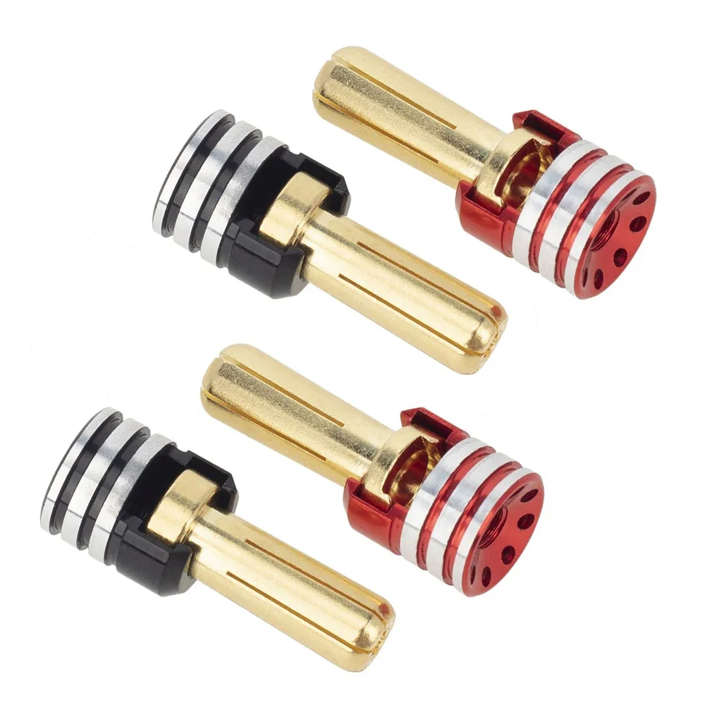 4Pc/Set Aluminum Alloy Brass Battery Heatsink Bullet Plugs & Grips Set Modified Parts For 1/10 Off-Road Truck RC Car Accessories