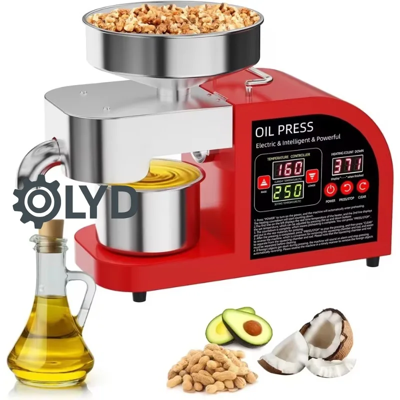 Smart Temperature Control Automatic Stainless Steel Oil Press for Cold Hot Dual Press Home Commercial Use
