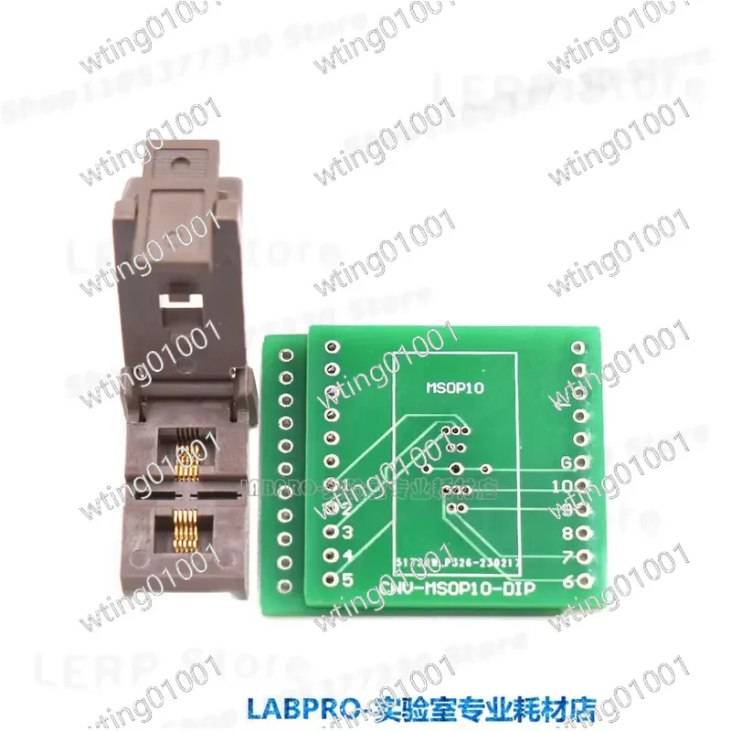 for MSOP10 0.5mm Pitch Gold Plated Burn-in Socket Adapter for IC Chip Aging Test and Programming Reliable Contact Performance