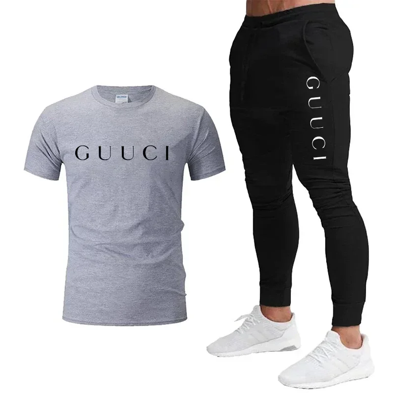 Sommer Casual Sportswear Herren bekleidung Kurzarm bedruckte T-Shirt Hosen Anzug Mode Jogging Fitness Training zweiteiliges Set