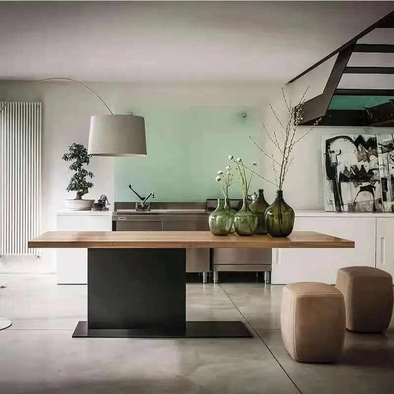 Rock slab table foot light luxury metal large plate bracket solid steel plate island legs office legs custom