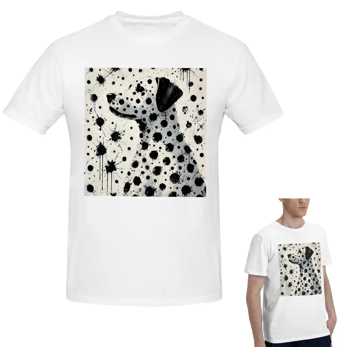 

Футболка из 100% хлопка «Dalmatian Dreamscape A Splash Of Spots», мужская модная футболка большого размера, мужская летняя рубашка с круглым вырезом, топы S-6XL