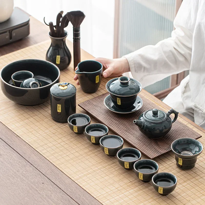Household Celadon Ru Kiln Tea Set Gift Box Packaging Ceramic Kung Fu Tea Set