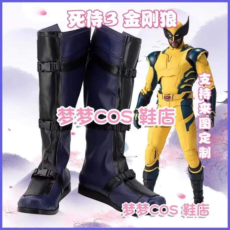 Dead pool cosplay kostuum schoenen handgemaakte kunstleren laarzen