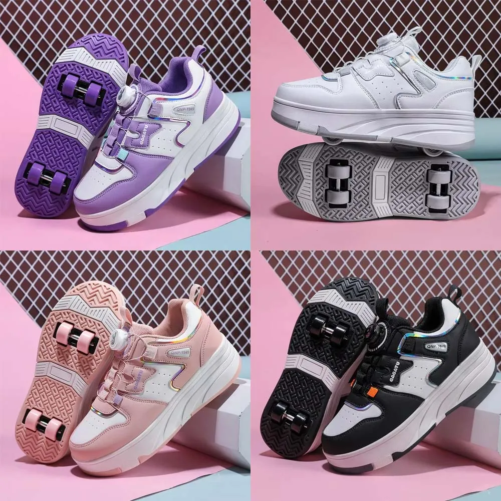 

2025 New Inline Skate Shoes For Boys Girls Size 31-40 Outdoor Skating Parkour Detachable Wheels Shoes Women Men Roller Sneakers