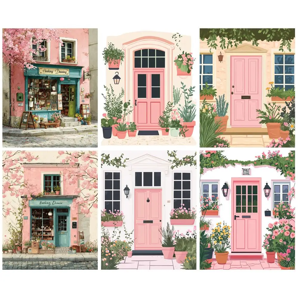 

GATYZTORY Paint By Number Store Landsape Hand Painted Painting DIY Coloring By Numbers Kits City On Canvas Gift Home Decor