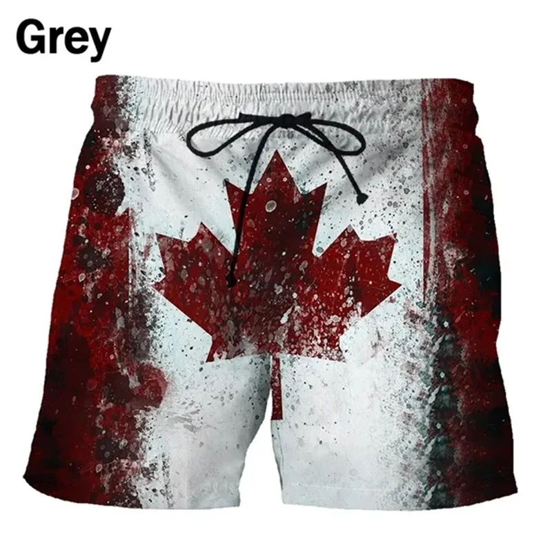 Summer Leisure Vacation Beach Shorts 3D Printing Canada National Flag Graphic Surf Board Shorts Mens Swimming Trunks Beachwear