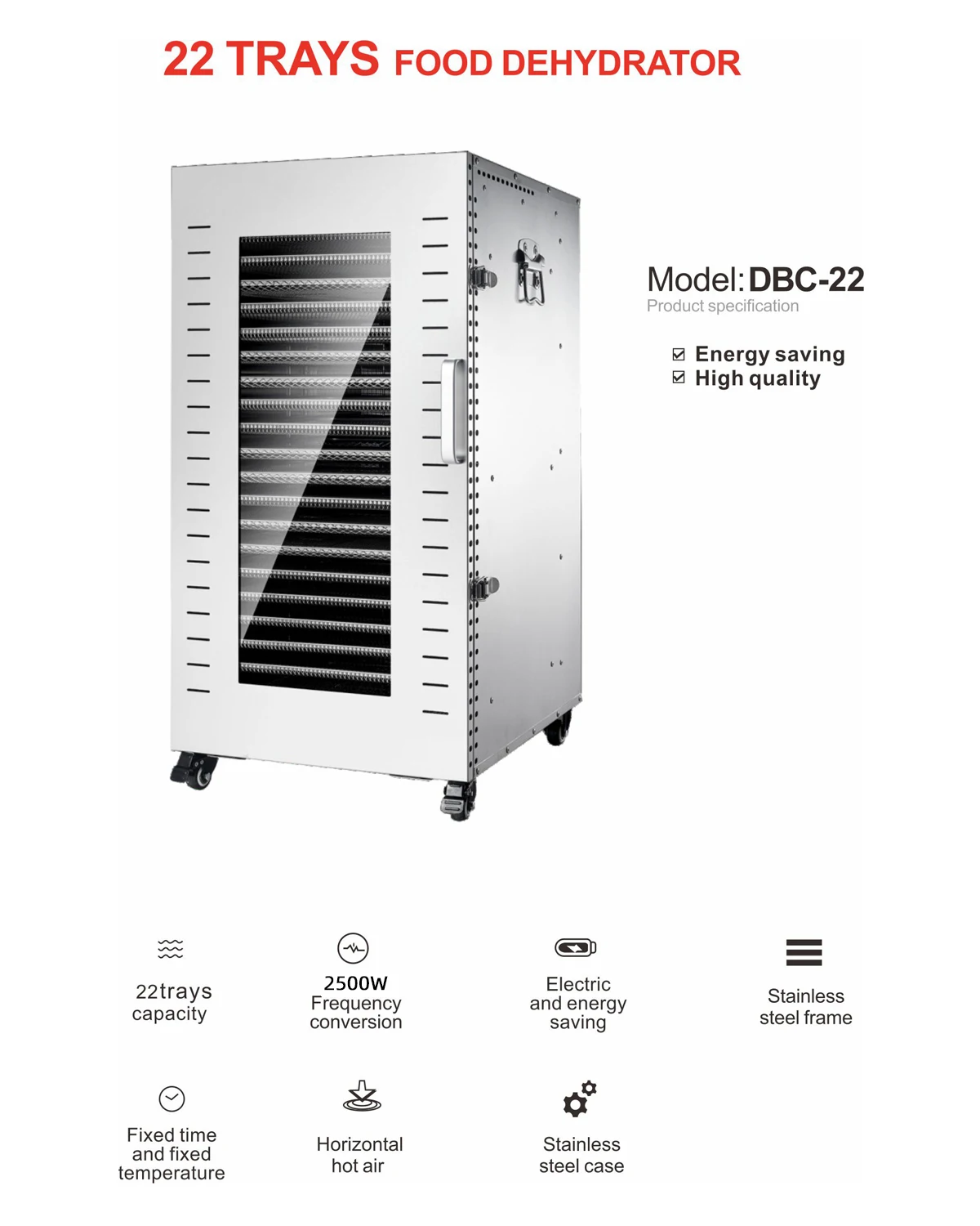 Disidratatore per mele commerciale a 22 vassoi per uso domestico alimentare Dehyrazione allo zenzero