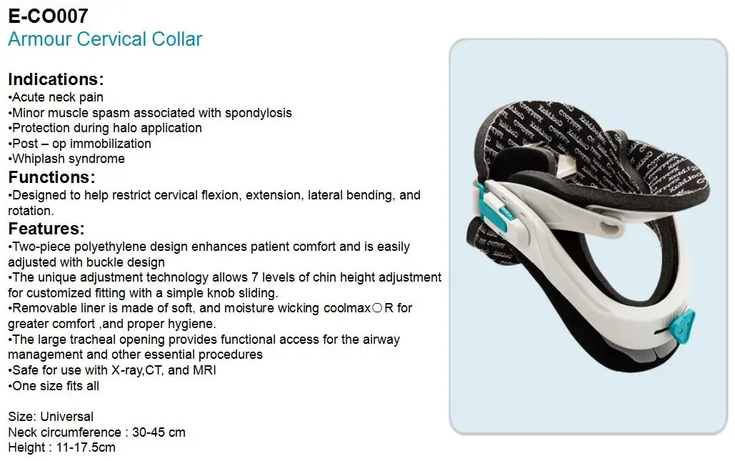 E-CO007 Post Op إعادة تأهيل دعامة الرقبة الطبية طوق عنق الرحم