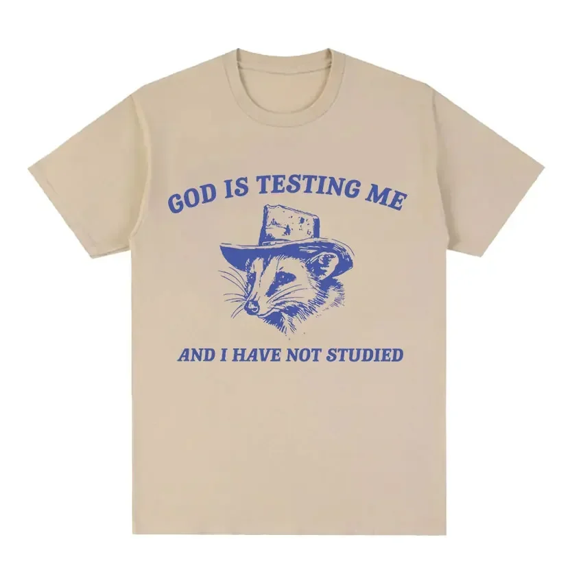 2012God Is Testing Me Graphic T Shirt Men Women Fashion Cotton Short Sleeve T-shirt Harajuku Vintage Oversized T Shirts