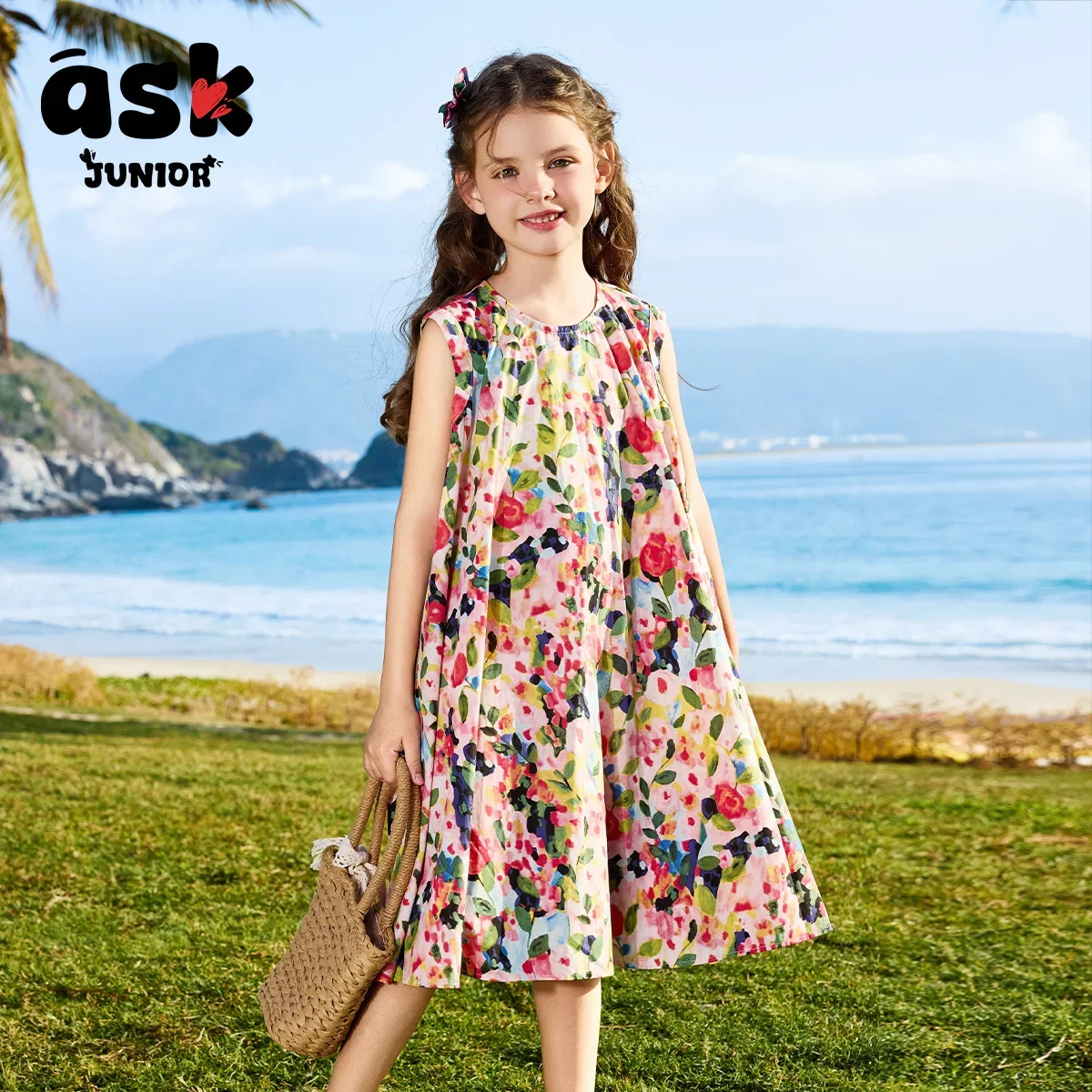 فستان صيفي بدون أكمام مطبوع عليه زهور للفتيات الصغيرات #4