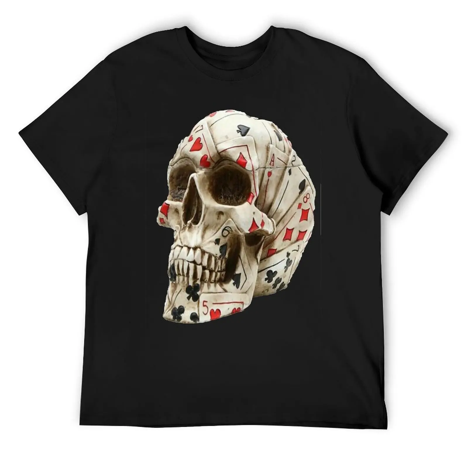 スカルポーカー-tシャツ-tシャツヘビーウェイトグラフィックスブランクブラック-tシャツ男性用