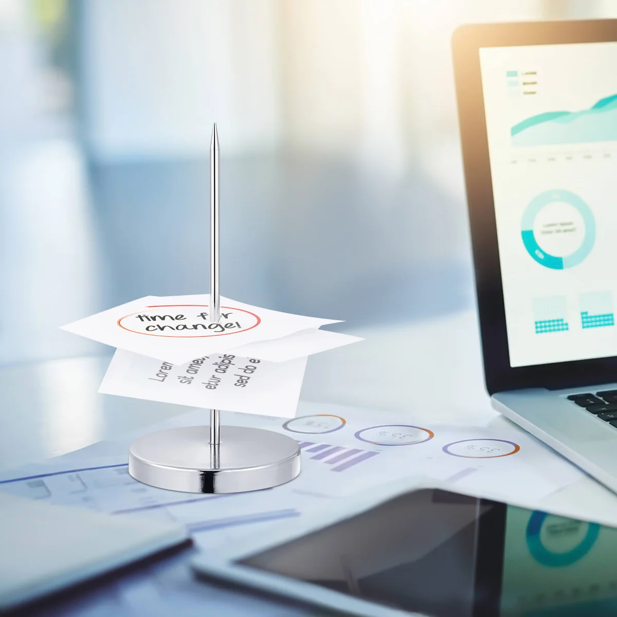 Silver Desk Check Spindle Holder Receipt Stainless Steel Safe Design Straight Rod