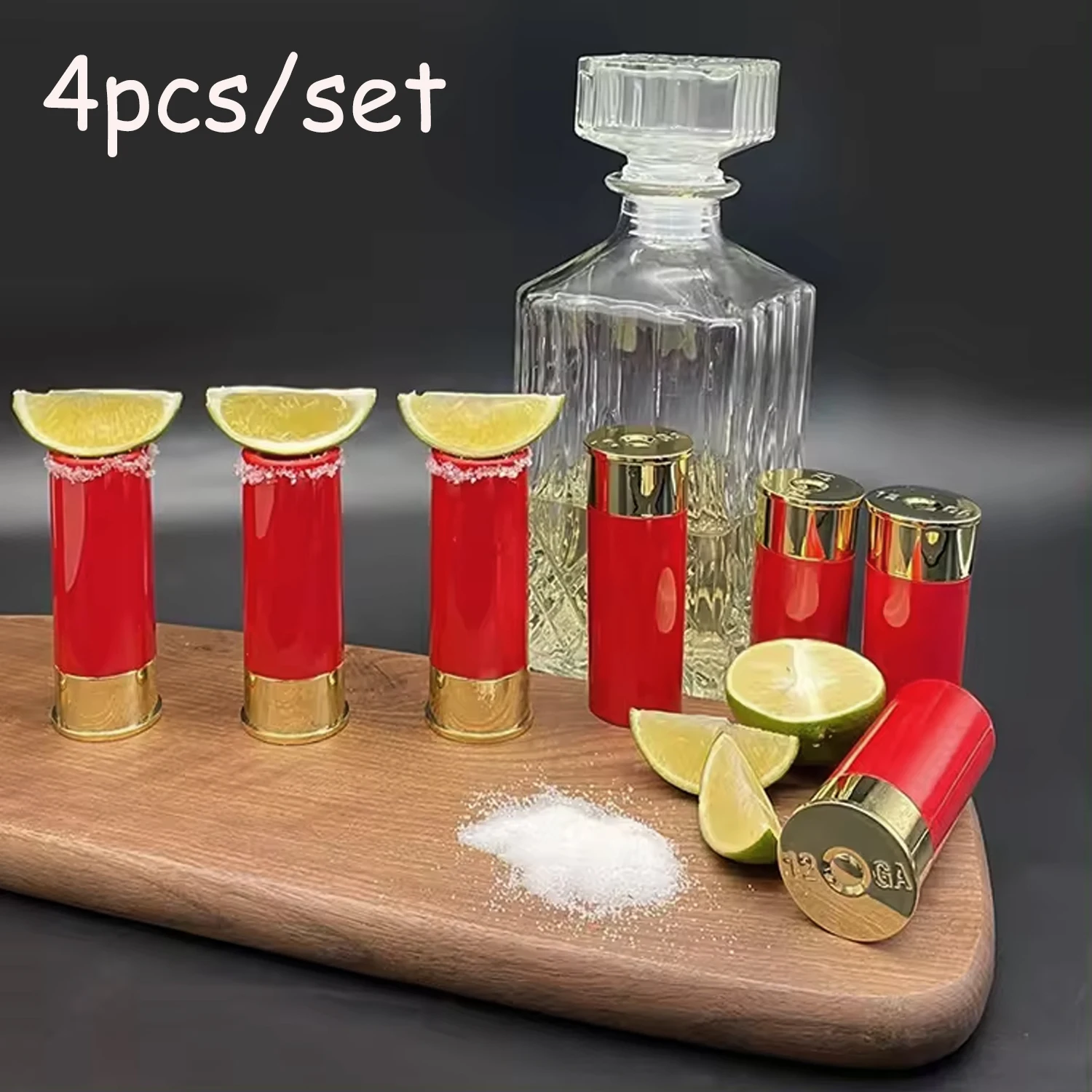 4Pcs/Set Plastic 12 Gauge Shell Shotgun Shot Glasses Drinking Cup for Hunting Shooting,Bar Glasses Gift Drinking Cup Set for Men