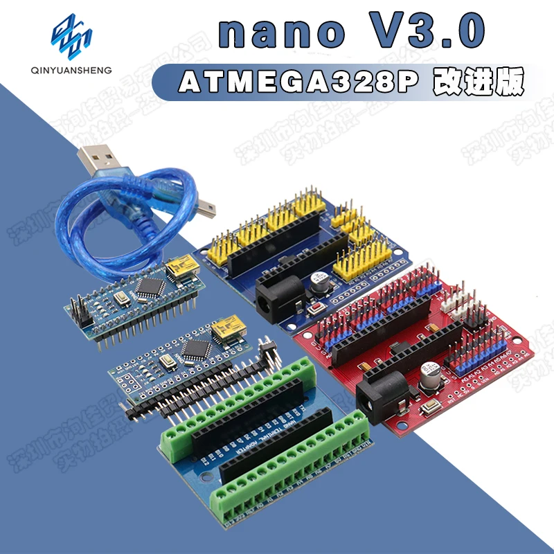 

NANO V3.0 Controller Terminal Adapter Expansion Board ATMEGA328P NANO IO Shield Simple Extension Plate For Arduino AVR Nano 3.0