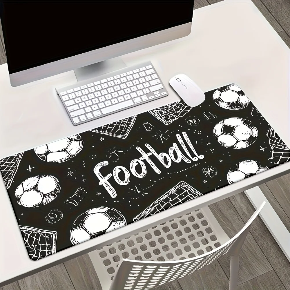 

The goal net and football field design mouse pad are comfortable, durable, anti-slip and washable computer game accessories
