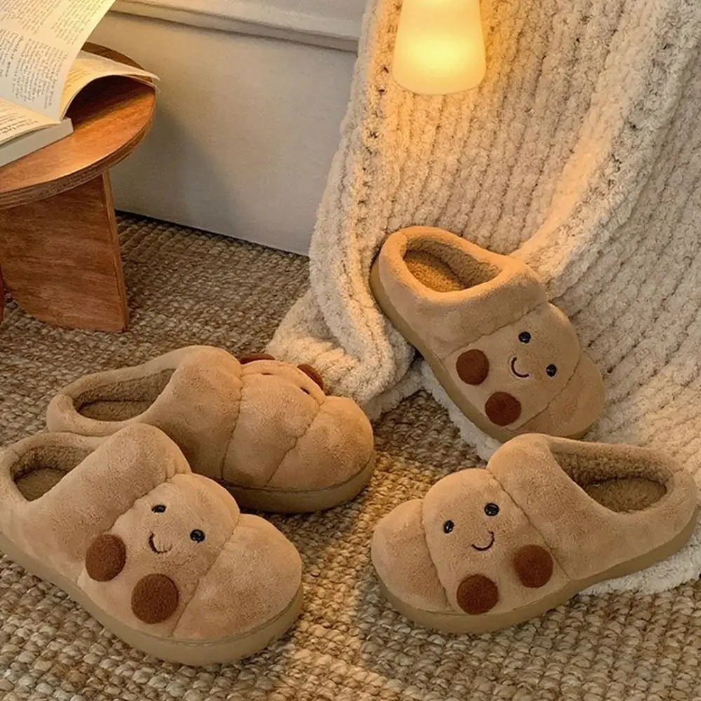 لطيف kawaii الخبز الشتاء نعال من القطن لينة الدفء حذاء مسطح عدم الانزلاق سميكة أسفل غامض النعال الشتاء #4