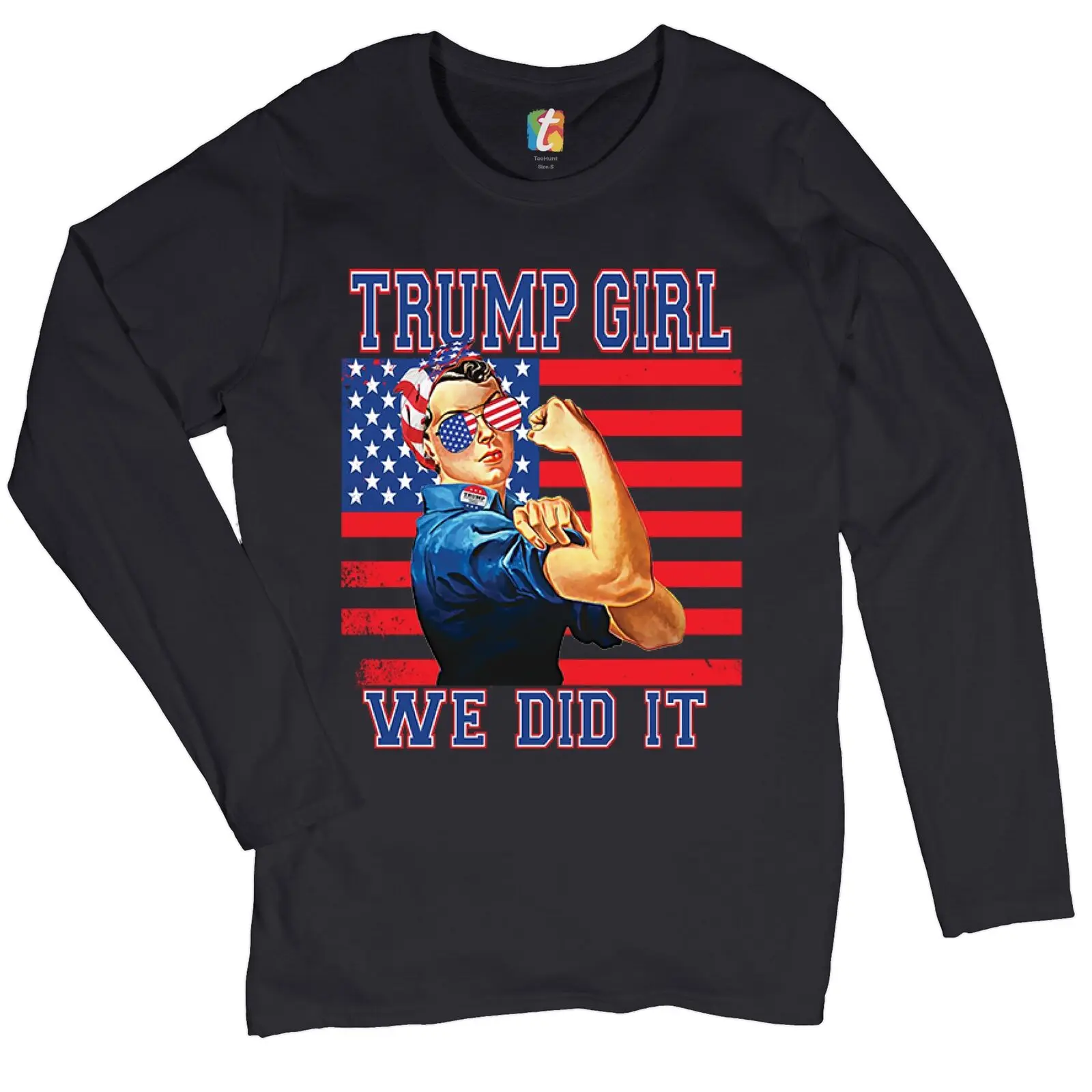 

Trump Girl We Did It Women's Long Sleeve T-shirt Pro Trump 2024 American Flag