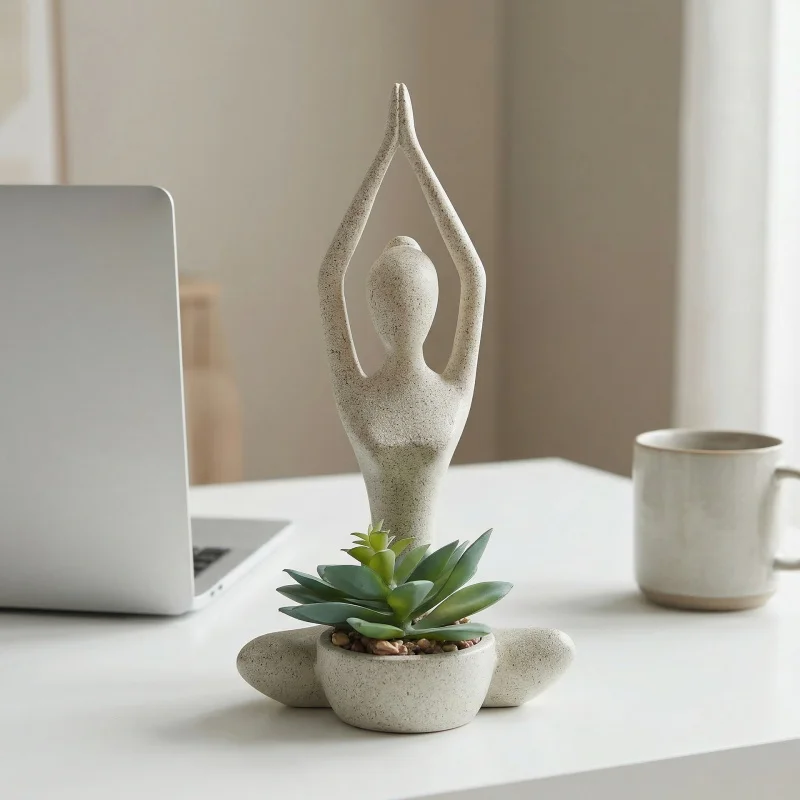 Cross-border best-selling yoga figure resin ornament, simple sculpture