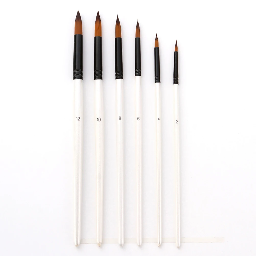 

6 Pcs Painting Brushes Durable Wooden H Nylon Hair Smooth Painting Experience Easy Cleaning Holiday Gift Art Supplies