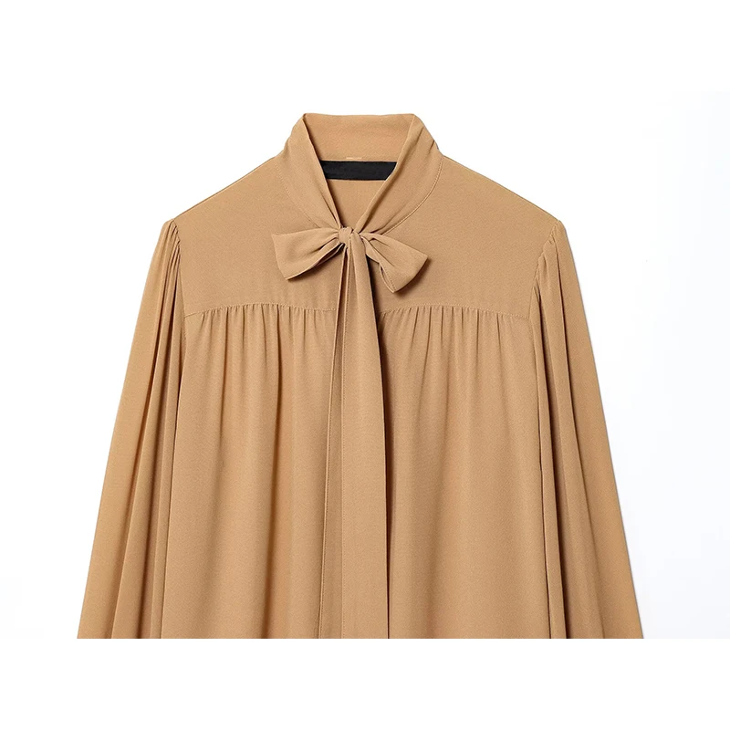 2 kleuren elegante kantoorkleding dame shirts 2023 nieuwe strik kraag lange mouw chiffon blouse dames losse fit werk zakelijk overhemd